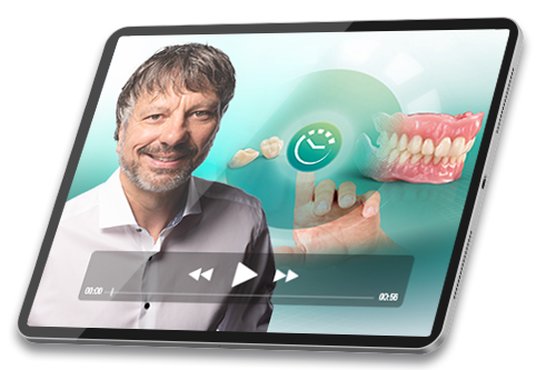 Ein Tablet mit Screenshot aus dem Erfolgskurs „Digitale Prothese für Einsteiger“